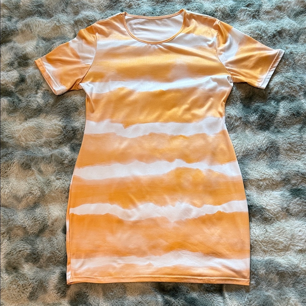 SHEIN Orange and White Mini Dress